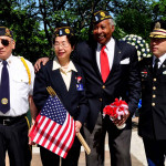 NYC:   American Legion Commander Mimi Wang (second from left), Lt. B.R. Kimlau Chinese Memorial Post 1291, at the 2013 Memorial Day Ceremonies at the Soldiers' and Sailors' Monument in Riverside Park